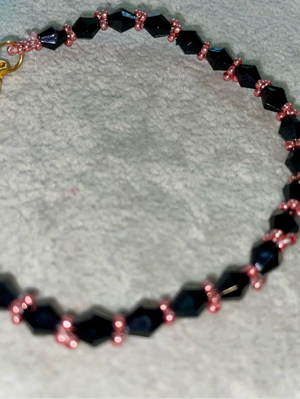Hand Crafted Black and Pink Beaded Bracelet